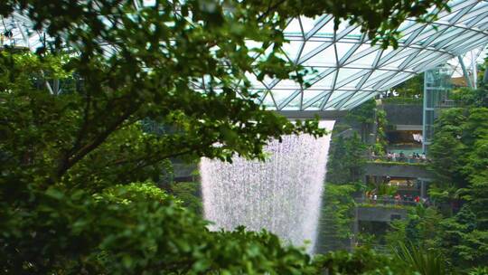 樟宜机场瀑布景观视频素材模板下载
