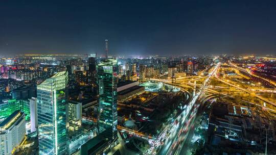 北京城CBD夜景航拍