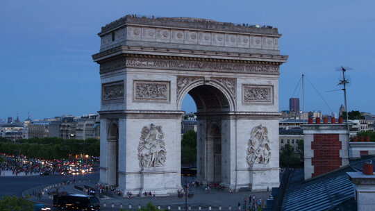 巴黎凯旋门日转夜延时摄影