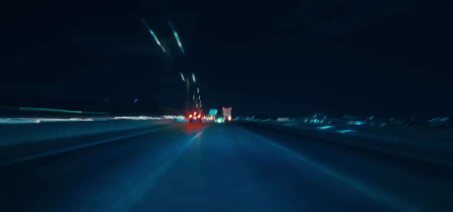 夜间公路行车 穿越 延时