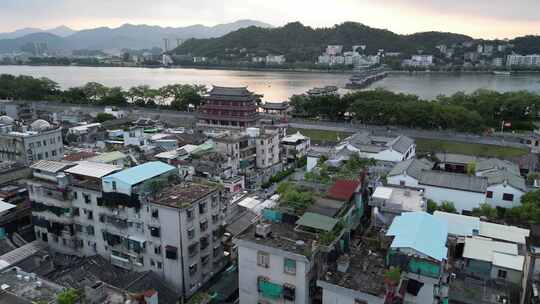 广东潮汕旅游地标潮州古城广济楼广济桥航拍