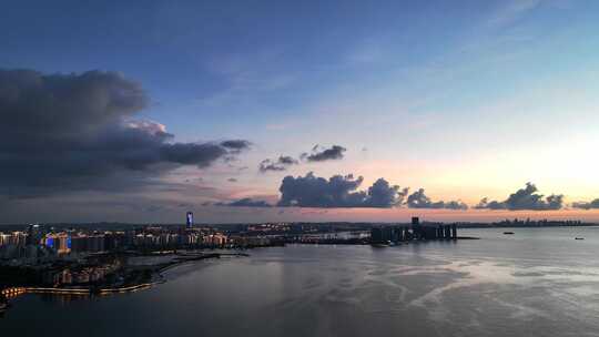 航拍海南海口龙华区国贸中央商务区城市风光