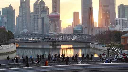 上海日出 陆家嘴 苏河湾 桥 城市发展