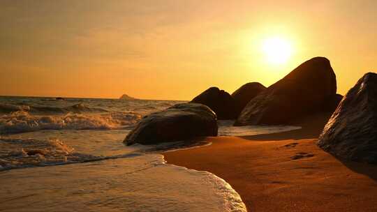 海边落日夕阳海浪