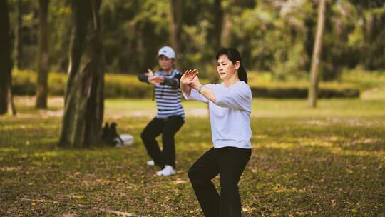 中老年人健康生活公园打太极强身健体视频素材模板下载