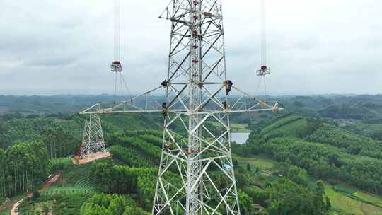 航拍特高压电力建设