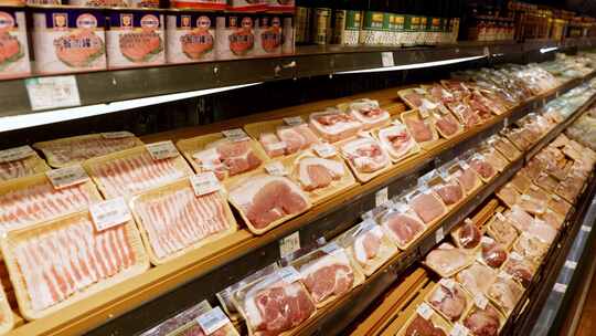 超市生鲜肉类柜台视频素材模板下载