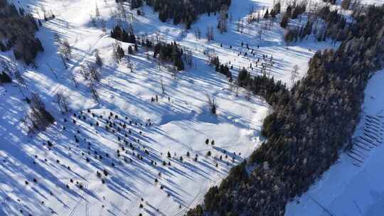 新疆喀纳斯冬季雪景航拍