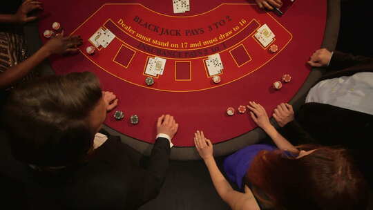 赌场里的玩家急切地在赌场里赌博和玩耍