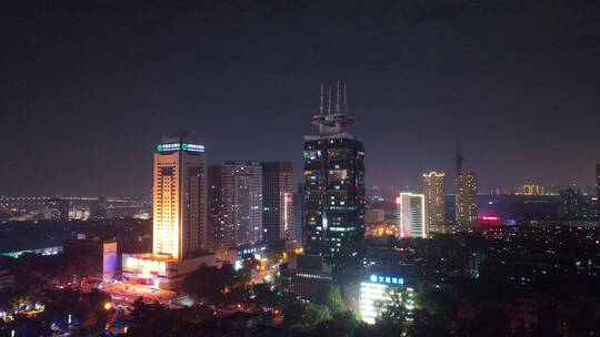 洛阳西工公安大楼城市夜景航拍