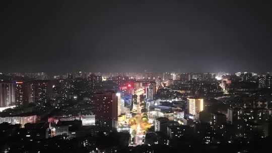 航拍四川自贡夜景自贡城市风光