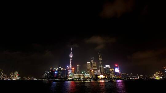 上海外滩陆家嘴城市CBD建筑夜景延时