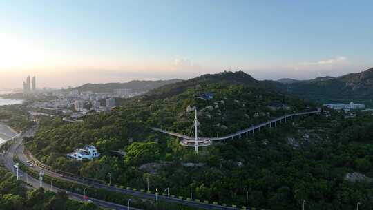 厦门环岛南路盼归塔航拍健康步道林海线风景