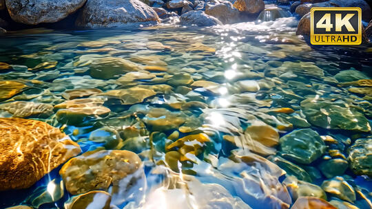 小溪流水山间风景流水特写自然视频素材8