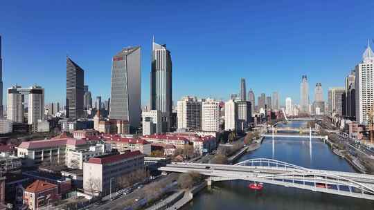 天津和平区天津CBD天津大景海河航拍