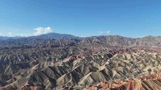 航拍甘肃张掖七彩丹霞5A景区西北风光