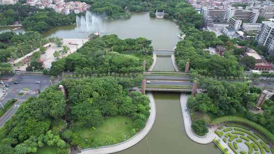 佛山千灯湖公园风光航拍