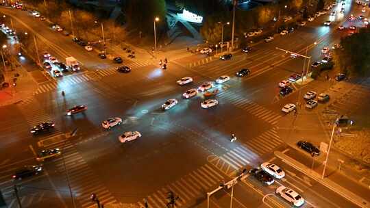 北京望京SOHO夜景灯光车流