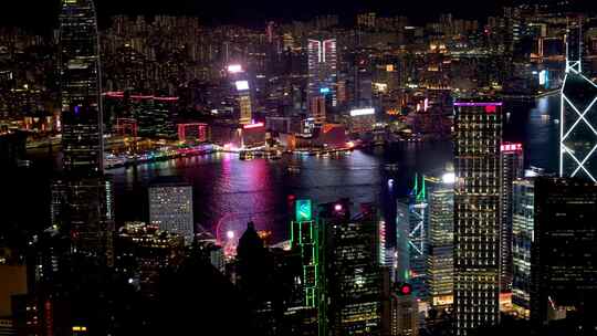 香港 维多利亚港夜景航拍