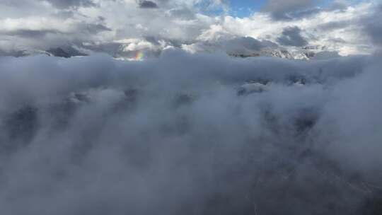 云南香格里拉梅里雪山飞来寺高空航拍