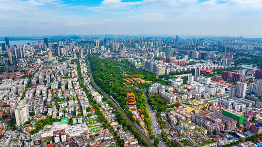 湖北武汉武昌区黄鹤楼城市风景航拍