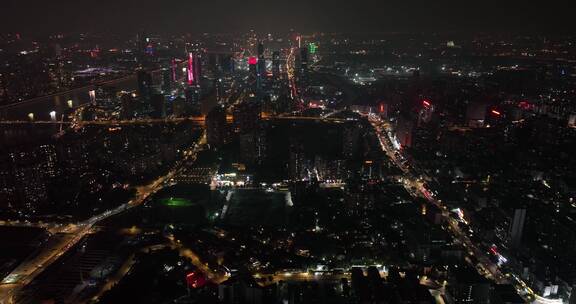 广州海珠区建筑航拍夜景