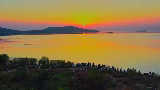 苏州太湖西山岛静山夕阳观景处日落航拍04