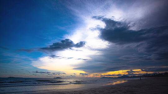 8K三亚湾海边日落延时视频素材