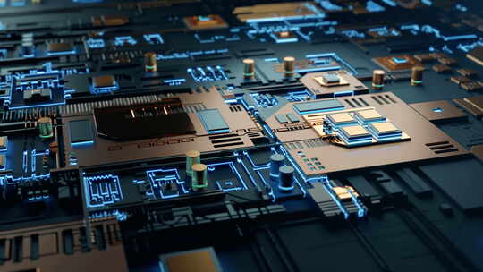 带处理器特写的高科技集成电路板