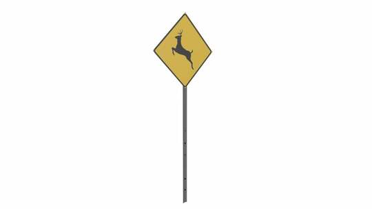 鹿十字路口交通标志在白色背景上循环旋转视频素材模板下载