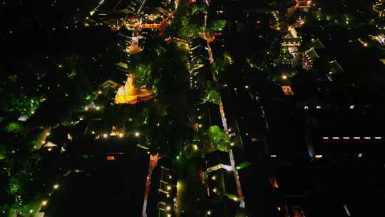 航拍城市夜景灯光璀璨的繁华景象乌镇夜景