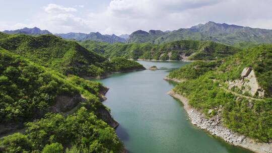 航拍北京青山绿水-门头沟斋堂水库