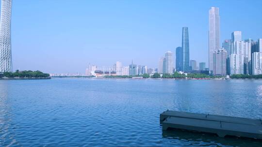 广州珠江新城CBD摩天大楼建筑群全景风光