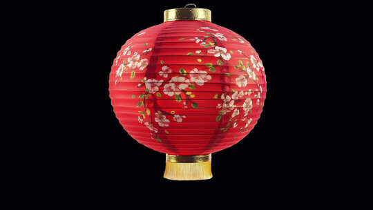 红色花卉图案灯笼特写