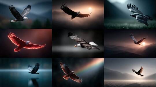 雄鹰展翅翱翔天际 自由飞翔气势磅礴高清在线视频素材下载