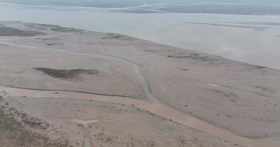 黄河至北宽阔河道航拍