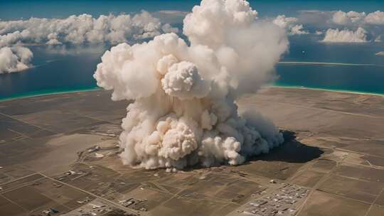 空中俯瞰地面爆炸场景