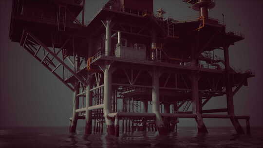 大洋中央的石油钻井平台视频素材模板下载