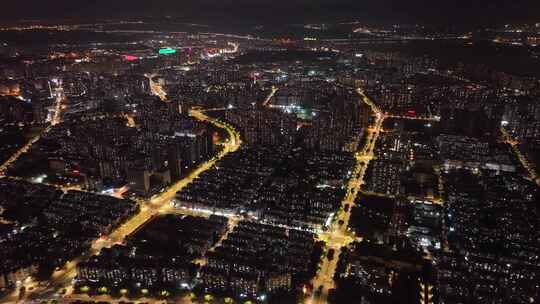 航拍福州闽江两岸风光夜景城市夜晚高空风景