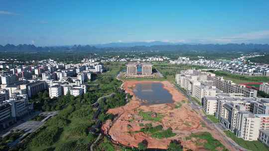 航拍雁山的大学院校和高校