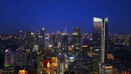 4K上海城市航拍静安夜景片段