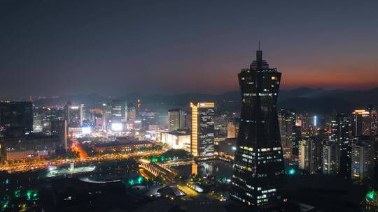 杭州西湖文化广场夜景延时