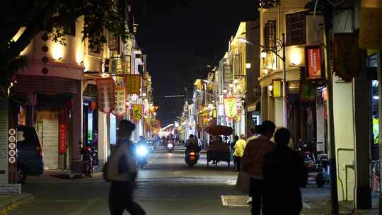 潮州人文牌坊街夜景骑楼街道老街商业街景点
