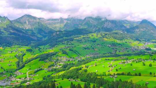 4k风景航拍瑞士的夏天绿色治愈风景