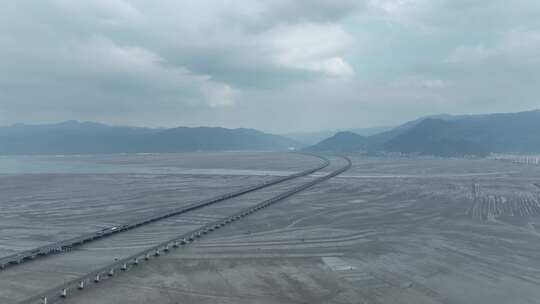 跨海大桥航拍宁德滨海特大桥沈海复线高速路