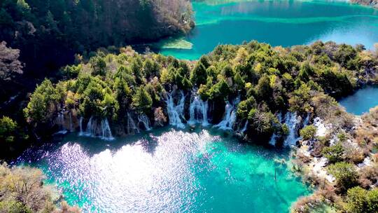 四川九寨沟火花海航拍4K