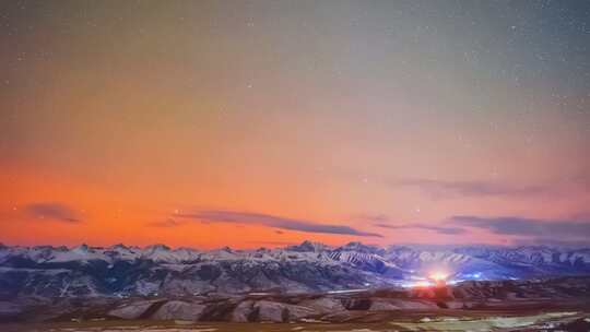 雪山星空延时素材