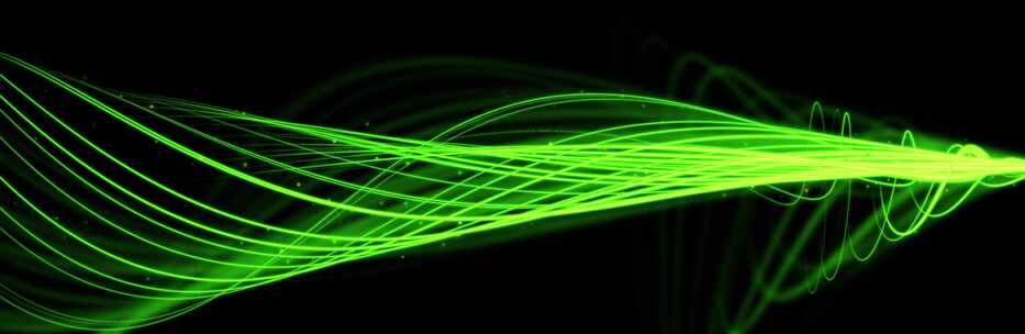 8K绿色粒子线条 绿色粒子光带 光影线条