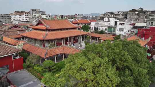 广东潮州古城开元寺航拍城市街景风光