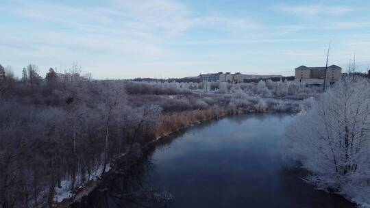 吉林二道白河魔界漂流，航拍冰河雪景